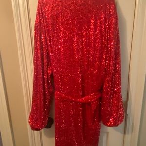 Red Sequin Wrap Dress